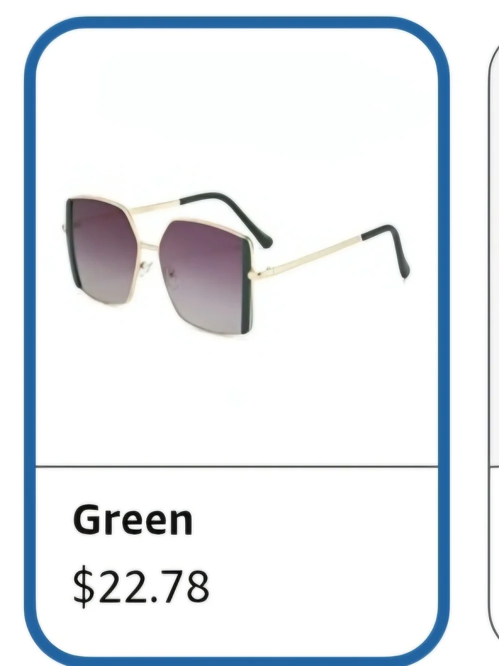 Women’s Oversized Square Sunglasses - Green/Gold Frame, Purple Gradient Lenses